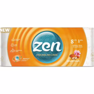 Туалетная бумага Zen Premium Care Almond Touch 3 слоя 8 рулонов (5944582100053)