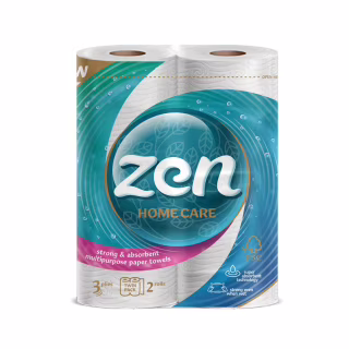 Бумажные полотенца Zen Premium Care 3 слоя 50 отрывов 11 м 2 рулона (5944582100275)