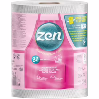 Бумажные полотенца Zen Professional Care 3 слоя 615 отрывов 80 м 1 рулон (5944582100305)