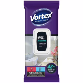 Салфетки для уборки Vortex Влажные Для ванной комнаты С клапаном 48 шт. (4823071641233)
