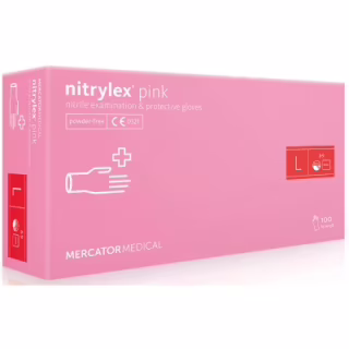 Медичні рукавички Mercator Medical Nitrylex Pink Нітрилові Неопудрені діагностичні Розмір L Рожеві 100 шт. (5906615035343)