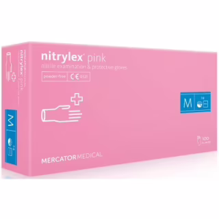 Медичні рукавички Mercator Medical Nitrylex Pink Нітрилові Неопудрені діагностичні Розмір M Рожеві 100 шт. (5906615035336)