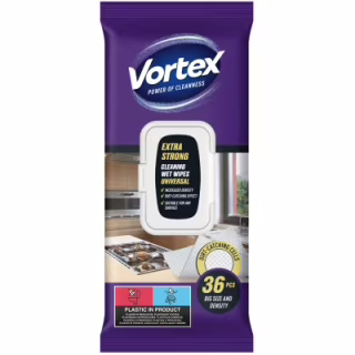 Серветки для прибирання Vortex Extra Strong Вологі Універсальні З клапаном 36 шт. (4823071662757)