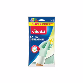 Перчатки хозяйственные Vileda Extra Sensation Латексные Для деликатных работ Размер M (4023103073937)