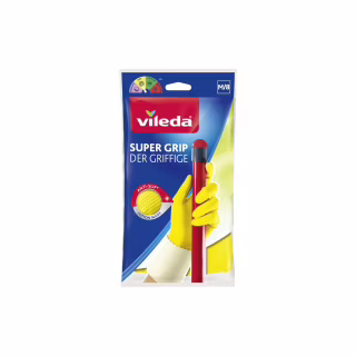 Перчатки хозяйственные Vileda Super Grip Латексные Сверхпрочные Размер M (8001940003351)