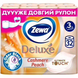 Туалетная бумага Zewa Deluxe Персик 3 слоя 32 рулона (7322542544631)