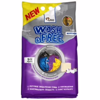 Пральний порошок Wash&Free Universal Жасмин та лаванда з марсельським милом 9 кг (4823128004912)