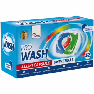 Капсулы для стирки Pro Wash All in 1 Universal 32 шт. (4823128001997)
