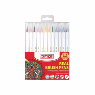 Фломастеры Maxi кисточки REAL BRUSH, 12 цветов, линия 0,5-6 мм (MX15232)