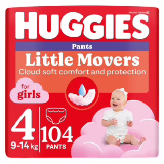 Подгузники Huggies Little Movers/Pants 4 M-Pack 9-14 кг для девочек 104 шт (5029054568095)