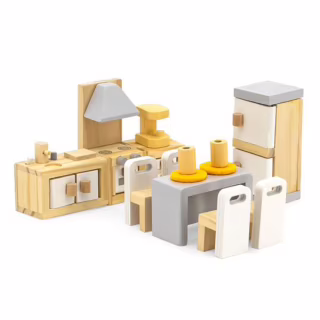 Игровой набор Viga Toys Деревянная мебель для кукол PolarB Кухня и столовая (44038)
