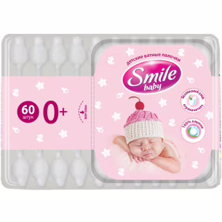 Ватные палочки Smile baby для детей с ограничителем 60 шт (41264100)
