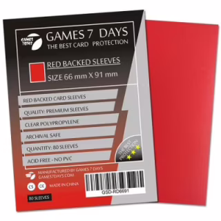 Протектор для карт Games 7 Days 66 х 91 мм, MTG, 80 шт Red (PREMIUM) (GSD-RD6691)