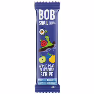 Цукерка Bob Snail Равлик Боб Яблуко Груша Чорниця, страйп, 14 г (4820206080745)