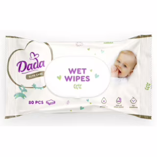 Дитячі вологі серветки Dada Elite Care з перших днів життя, з клапаном, 80 шт (4823071659733)