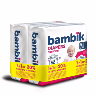 Підгузки Bambik Medium 11-25 кг Розмір 5 Junior 2 х 36 шт (4823071664041)