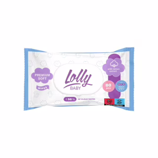 Детские влажные салфетки Lolly с первых дней жизни с клапаном 80 шт (4820174981136)