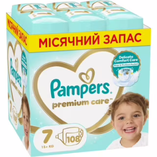 Підгузки Pampers Premium Care Розмір 7 (15+ кг) 108 шт (8700216423632)