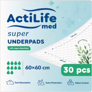 Пеленки для младенцев ActiLife Med Super 60 х 60, 30 шт (4820174981501)