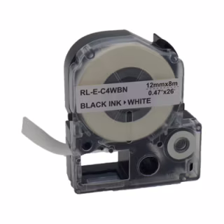 Лента для принтера этикеток UKRMARK RL-E-C4WBN-BK/WT, аналог LC4WBN. 12 мм х 8 м (900264)