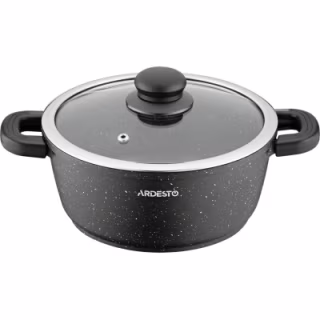 Каструля Ardesto Gemini Anzio скляна кришка 20 см 2,5 л чорна (AR2420GE)