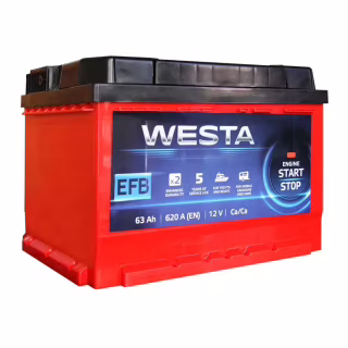 Аккумулятор автомобильный Westa 6CT-63 А (1) RED EFB