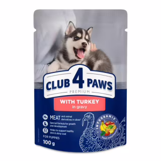 Влажный корм для собак Club 4 Paws для щенков с индейкой в соусе 100 г (4820215363198)