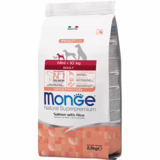 Сухой корм для собак Monge Dog Mini Adult лосось, рис 2.5 кг (8009470011570)