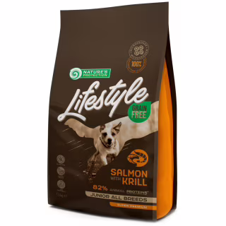 Сухой корм для собак Nature's Protection Lifestyle Grain Free Salmon, Krill Junior All Breeds 1.5 кг (NPLS45686)