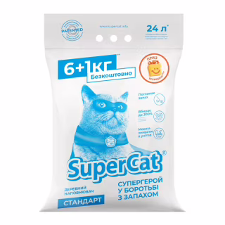 Наповнювач для туалету Super Cat Стандарт Деревний вбирний 6+1 кг (12 л) (5995)