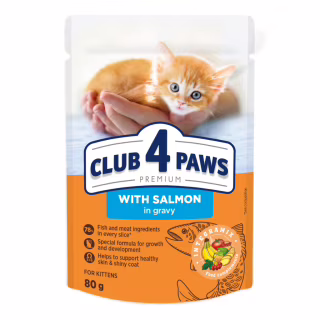 Влажный корм для кошек Club 4 Paws для котят с лососем 80 г (4820215369305)