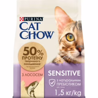 Сухий корм для кішок Purina Cat Chow Sensitive з лососем 1.5 кг (7613035394131)