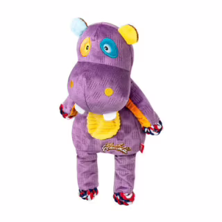 Іграшка для собак GiGwi Plush Бегемот з мотузками та пищалкою 34 см (2255)
