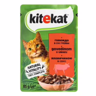 Вологий корм для кішок Kitekat з яловичиною в соусі 85 г (5900951307379)