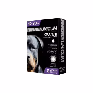 Капли для животных Unicum COMPLEX от блох, клещей и гельминтов на холку для собак 10-30 кг/4 шт (4820150202521)