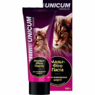 Паста для животных Unicum для выведения шерсти у кошек и котят 100 г (4820150208820)