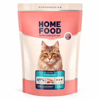 Сухий корм для кішок Home Food For sterilised з кроликом та журавлиною 1.6 кг (4820235020026)