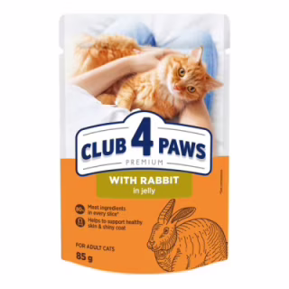 Влажный корм для кошек Club 4 Paws с кроликом в желе 85 г (4820269142510)
