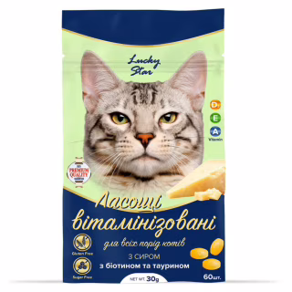 Лакомство для котов Lucky Star Витаминизированный с сыром 30 г (4820275972194)