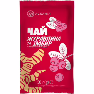 Чай Асканія Журавлина та імбир концентрований у саше 50 г (4820071645025)