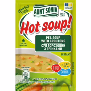Пища быстрого приготовления Тьотя Соня Гороховый суп с гренками 18 г (4820015102850)