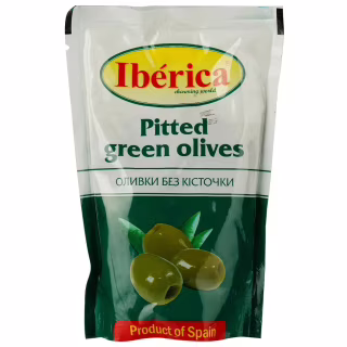 Овощная консервация Iberica Оливки зелені без кісточки в пакеті 170 г (8436024294668)