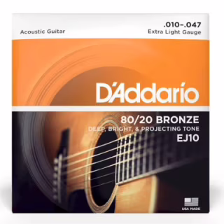 Струни для гітари D'Addario Bronze 80/20 Extra Light (10-47) (EJ10)