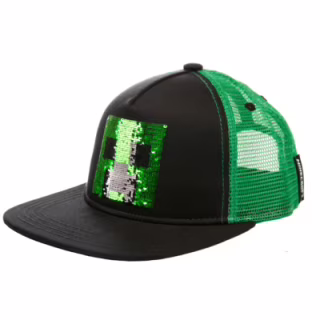 Кепка Jinx Minecraft - Creeper Sequin Youth Snapback Green (JINX-10305)