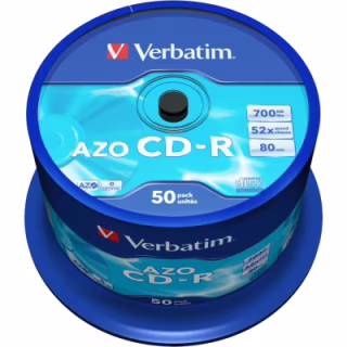 Диск CD Verbatim 700Mb 52x Cake box 50 Crystal AZO (43343)