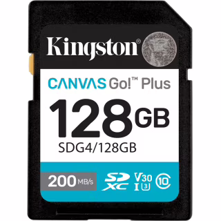 Карта памяти Kingston 128GB SDXC сlass 10 UHS-I U3 V30 Canvas Go Plus G4 (SDG4/128GB)