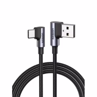 Дата кабель USB 2.0 AM to USB-C 1.0m 3A 90° corner US176 black Ugreen (20856)