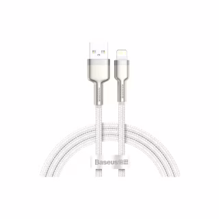Дата кабель USB 2.0 AM to Lightning 1.0m Cafule Series Metal 2.4A White Baseus (CALJK-A02)