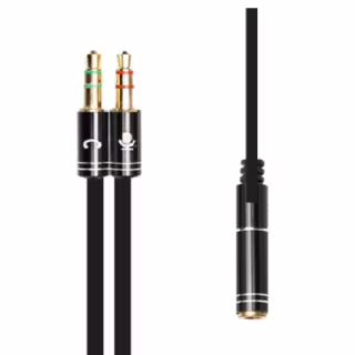 Кабель мультимедійний 3.5mm F to 2x3.5mm M 0.4m (4pin) black XoKo (AC-009)