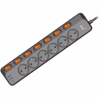 Сетевой фильтр питания 2E 2E-SP6M3SWBK 3m (2E-SP6M3SWBK)